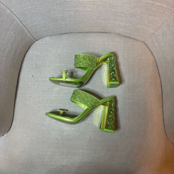 Gianni Bini Lime Green Embellished Heels - Picture 5 of 7